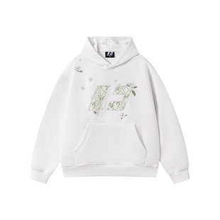 FORNINES花伴竹国潮重磅刺绣卫衣男女情侣装上衣连帽衫春秋款外套