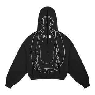 Grailz ProjectGR 24fw 半拉链蒙面连帽卫衣人像靶心印花忍者帽衫