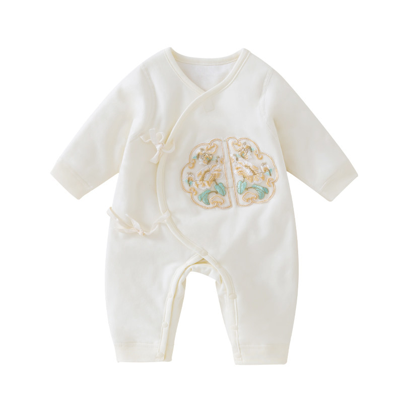 特价新生婴儿衣服秋冬季夹棉连体衣哈衣女宝宝中国风纯棉衣薄棉服