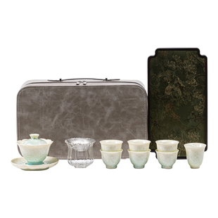 贤呈堂 结晶釉功夫茶具套装 窑变三才盖碗家用节日送礼礼盒装高档