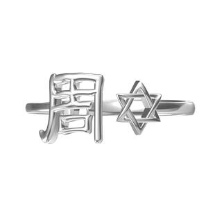 百家姓戒指S925纯银姓氏开口指环小众冷淡风六芒星男女同款潮