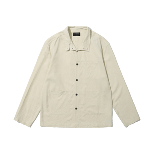 TIRES 26SS 立领休闲长袖衬衫 混纺亚麻抗皱两穿翻领透气衬衣外套