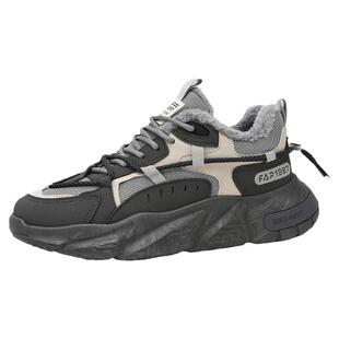 男鞋冬季加绒保暖上班工作棉鞋工地干活防滑耐磨运动厚底劳保潮鞋