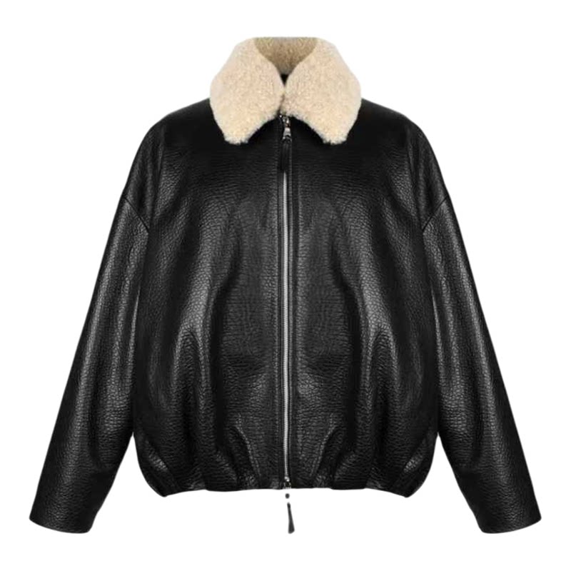 CHU楚妞[泡纹]进口泡泡羊皮皮毛一体羽绒服2025冬季新款女外套