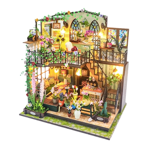 diy小屋达西花房手工模型阁楼拼装木制房子场景花园玩具新年礼物