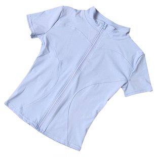 瑜伽服女紧身t恤运动短袖跑步训练普拉提立领拉链健身服外套春夏