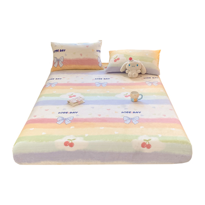 加厚牛奶绒床笠床罩定制