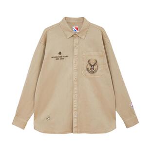 t区杰克琼斯NBA联名雄鹿队宽松天丝面料翻领外套衬衫男款