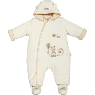 英国natures purest宝宝连体衣爬服秋冬婴儿纯棉冬装加厚外穿哈衣