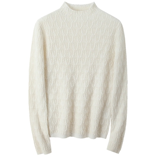 马天奴2025冬季新款半高领提花针织衫长袖100%山羊绒衫毛衣百搭女