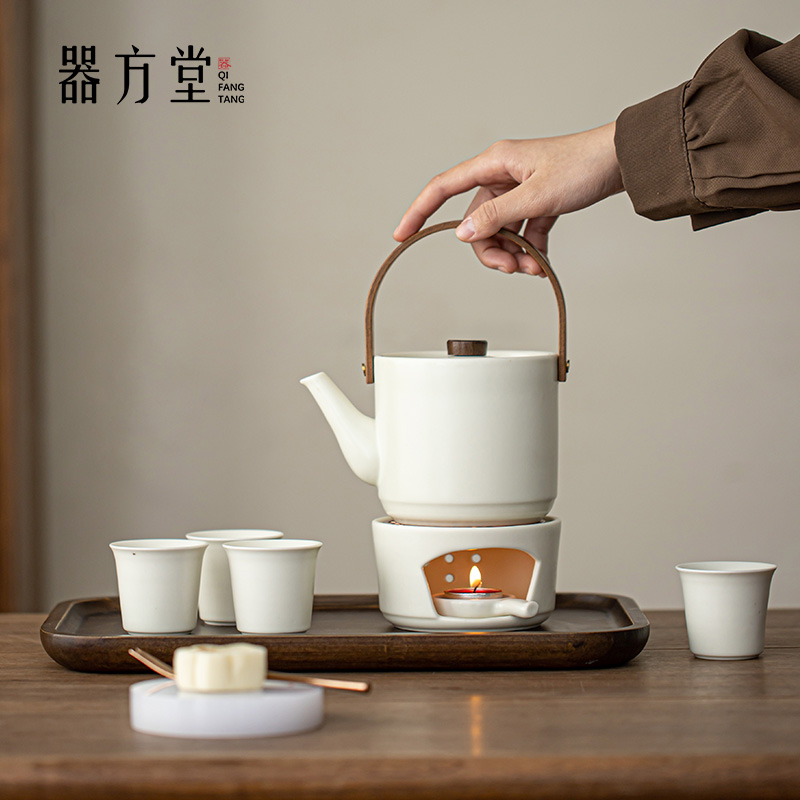 蜡烛温茶壶提梁壶大容量套装家用陶瓷茶室功夫茶具围炉泡茶茶水壶