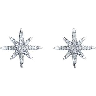 周六福星芒耳钉女款流星月耳环S925银耳饰送女友情人节礼物