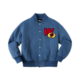 WHOOSIS（不知其名）双头斗牛犬薄棉棒球服夹克外套春季新品男女