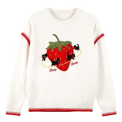 BarryBanny女童草莓针织衫中大童