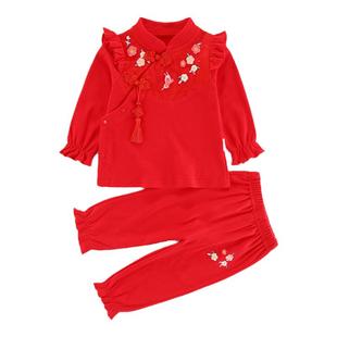 女宝宝一周岁礼服秋季套装秋冬装1女宝2满月百日岁宴抓周衣服唐装