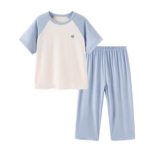 junejunior儿童家居服睡衣套装夏季薄款男女童莫代尔可外出空调服