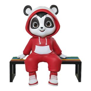 玻璃钢雕塑定制卡通吉祥物网红熊猫饭店酒吧门口迎宾公仔摆件定做