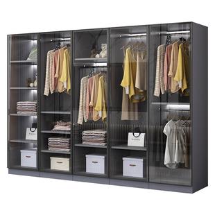 衣柜现代简约小户型家用卧室单门储物柜成人儿童玻璃门衣橱整装