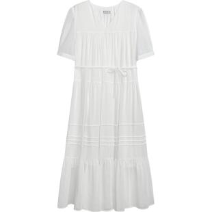 播商场同款淡人收腰设计连衣裙女夏季气质优雅短袖长裙BDR2LD1421