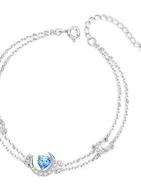 雅影心月相随双层925纯银手链女