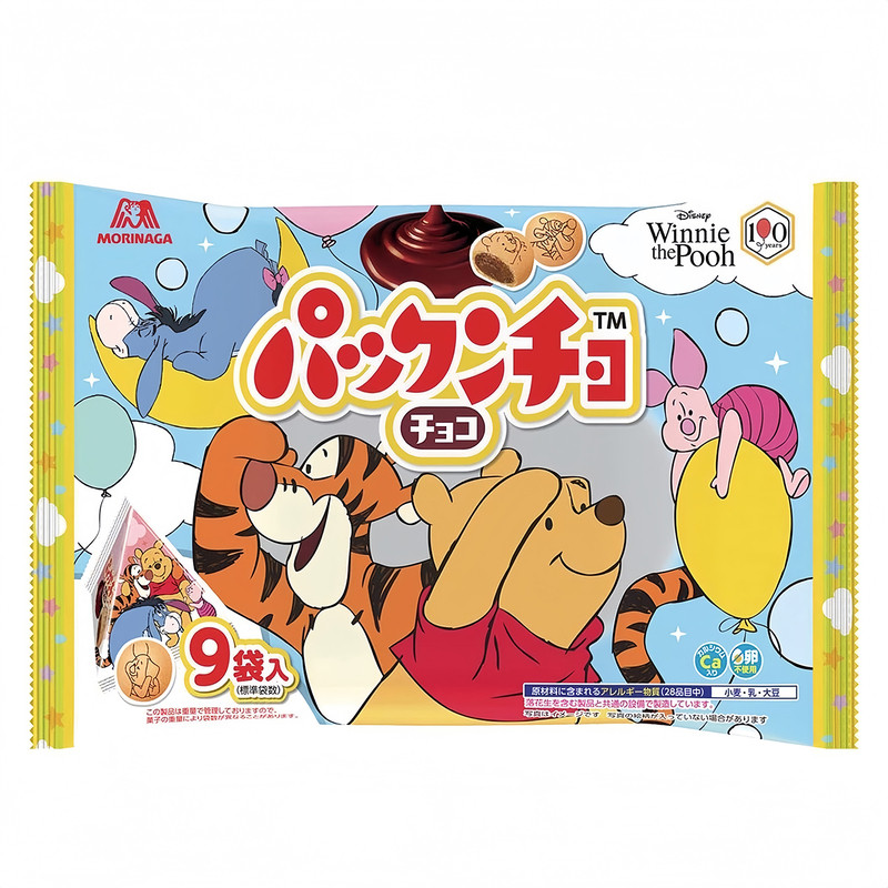 日本Morinaga森永小熊维尼卡通巧克力夹心饼干宝宝儿童解馋小零食