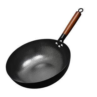 电磁炉铁锅鱼鳞锤纹炒菜锅健康无涂层不粘锅平底炒锅燃气灶家用锅