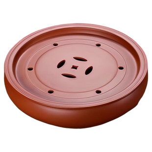 紫砂茶盘圆形茶海传统半手工朱泥储水陶瓷茶盘茶船干泡中式茶台紫