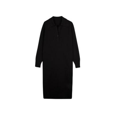 LESS冬季绵羊毛裙子女简约休闲宽松中长款针织连衣裙2N0G12480