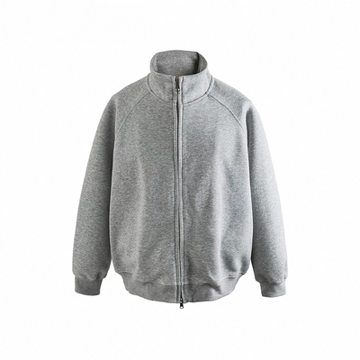 美式休闲立领纯色卫衣开衫外套男