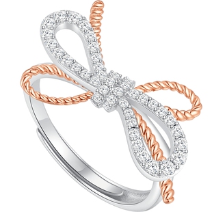 潮宏基小确幸s925银戒指银饰戒圈指环手饰蝴蝶结甜美ins生日礼物