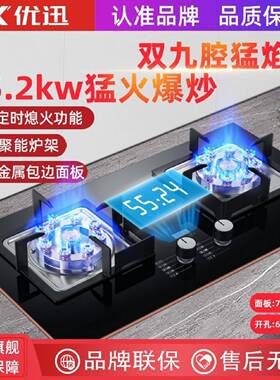 优迅煤气灶家用猛火燃气灶双灶头九腔天然气双灶液化气双灶家用