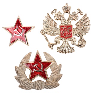 军迷户外苏联冷战镰刀锤子时代帽徽双头鹰徽章五角星雷锋帽