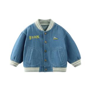 齐齐熊男童牛仔棒球服外套春秋儿童春装上衣男宝宝运动户外衣服软