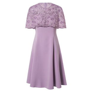 【重工珠绣】La Koradior拉珂蒂气质无袖蕾丝斗篷洋装裙连衣裙