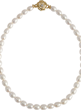 雾都山茶丨天然珍珠花扣项链