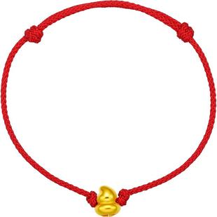 周六福黄金手绳定价女红绳葫芦福禄手链5d硬金手饰配件新年礼物