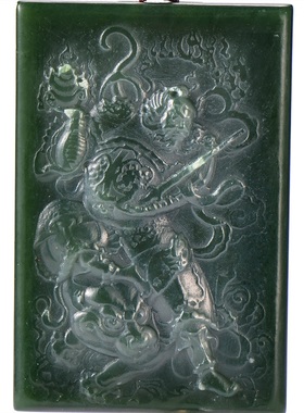 和田玉吊坠财神赵公明随身玉坠