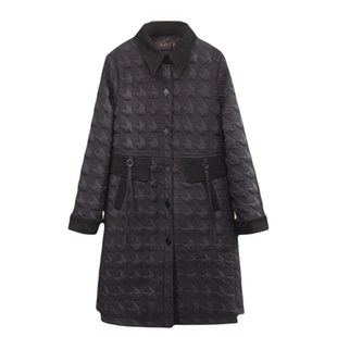 科尚黑色棉袄女2025冬装新款中长款棉服显瘦外套气质翻领百搭上衣