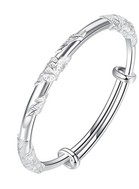 银手镯女纯银9999年轻款繁花似锦