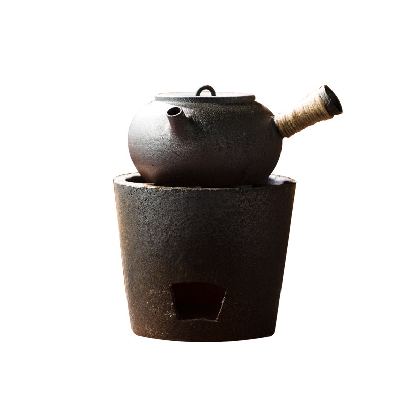 侧把煮茶壶日式陶泥复古柴窑烧制