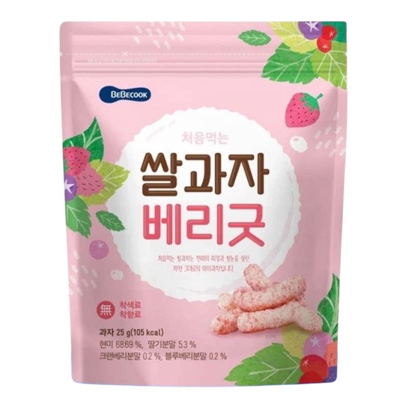 BEBECOOK 营养小米棒草莓味25g适合12个月以上婴儿宝宝零食进口版