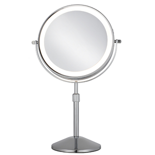 升降化妆镜台式led梳妆台桌面镜子双面带灯放大充电美容镜可调高