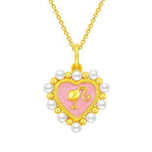 周大福SOINLOVE「芭比」珍心黄金爱心足金珍珠吊坠女情人节礼物