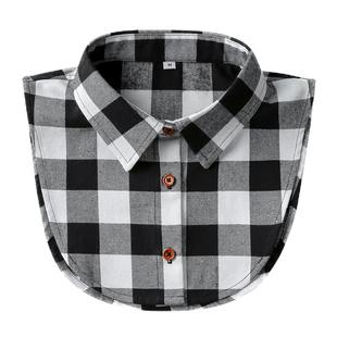 儿童假领子男女宝宝棉衬衣领百搭衬衫领秋冬装饰领韩版格子假衣领