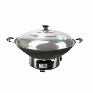 豪森尖底电炒锅不粘锅老式家用多功能双耳生铸铁锅具电灶40cm电锅