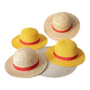 海贼王路飞草帽COSPALY出海海边逛街草编亲子帽遮阳防晒帽演出帽