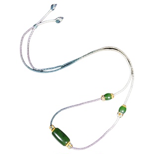 玉奕新疆和田玉籽料9.5克碧玉桶珠勒子锁骨苏工碧玉勒子女士挂件