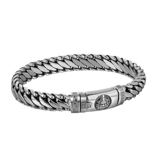 高级感925银黄财神手链纯银男士三马鞭复古编织龙骨女银饰情侣款