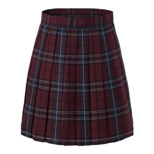 花千猪原创 暮染格裙  jk制服校供感a字型百褶裙红格百搭款jk裙