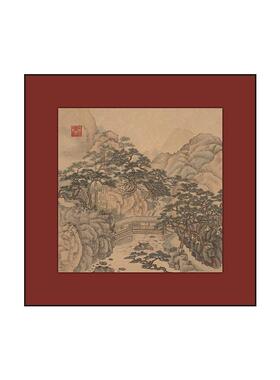 中式复古画玄关高档装饰画正方形